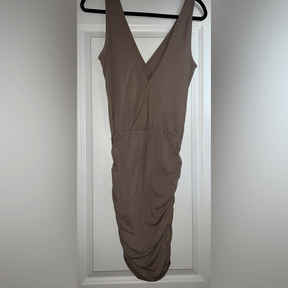 Tan V-neck dress